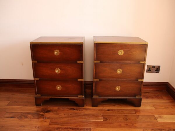Pair of Military Campaign Bedside Tables