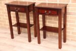 Pair of Mahogany Tall Inlaid Bedside Tables - Image 3