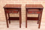 Pair of Mahogany Tall Inlaid Bedside Tables - Image 5