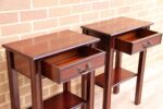 Pair of Mahogany Tall Inlaid Bedside Tables - Image 7