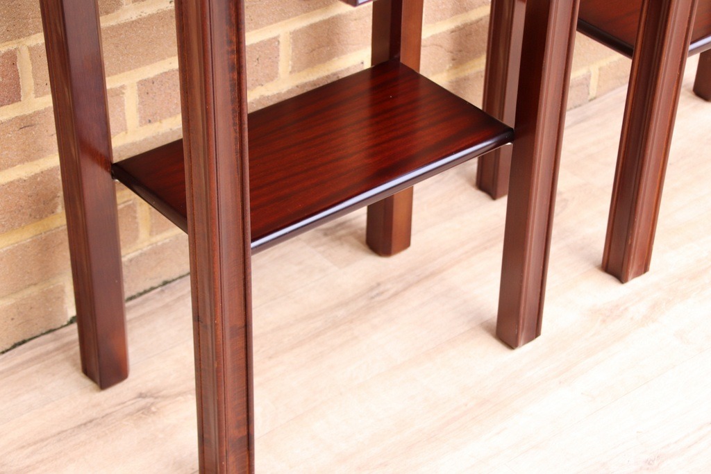 Pair of Mahogany Tall Inlaid Bedside Tables - Image 8