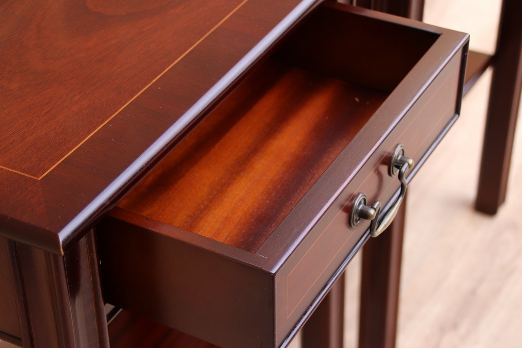 Pair of Mahogany Tall Inlaid Bedside Tables - Image 9