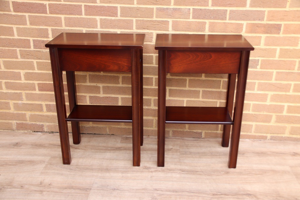 Pair of Mahogany Tall Inlaid Bedside Tables - Image 12