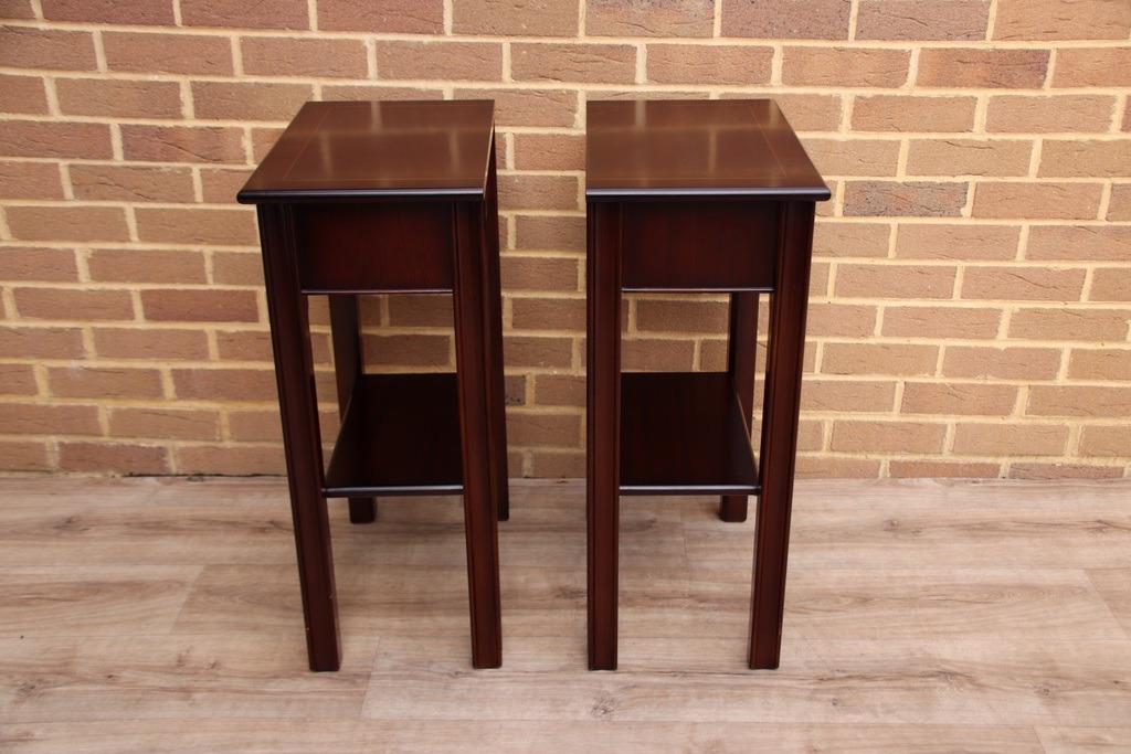 Pair of Mahogany Tall Inlaid Bedside Tables - Image 13
