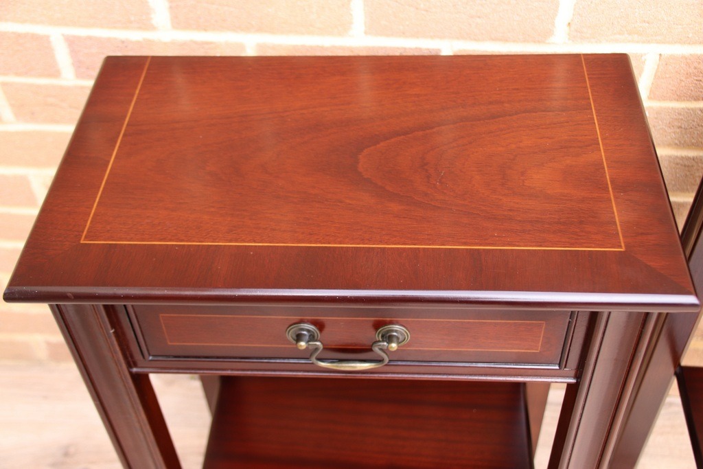 Pair of Mahogany Tall Inlaid Bedside Tables - Image 16